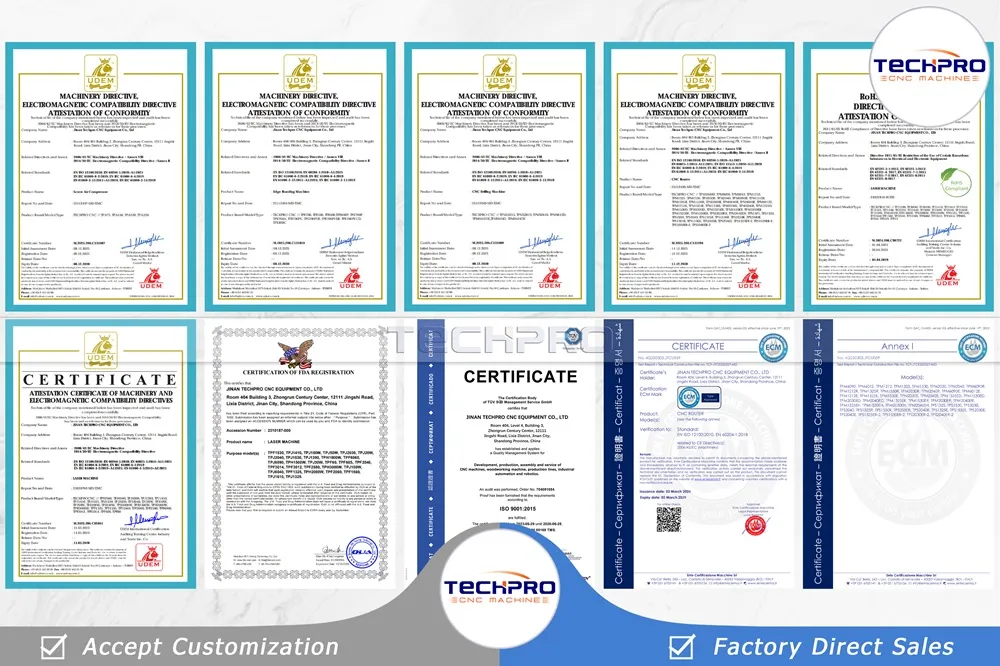 certificates of techprocnc machinery