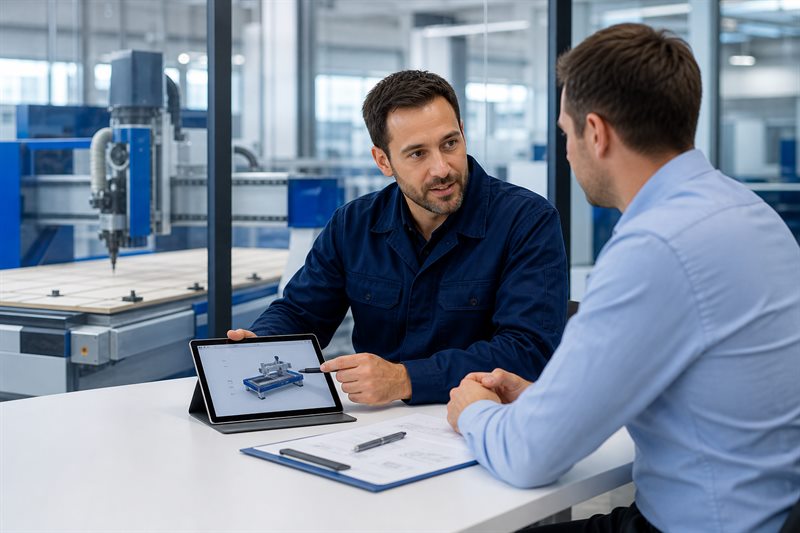 Technical advisor answering a CNC customer question