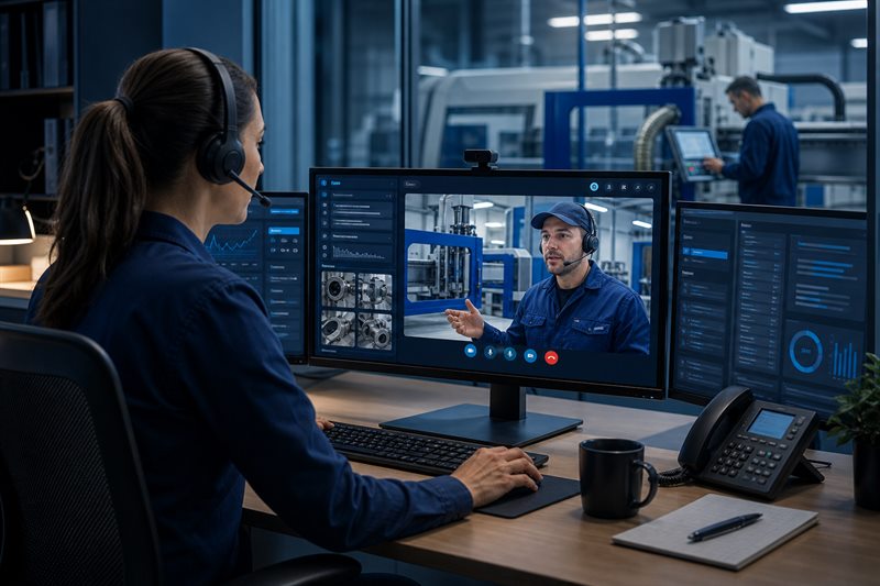 Technical service coordinator receiving a CNC support case