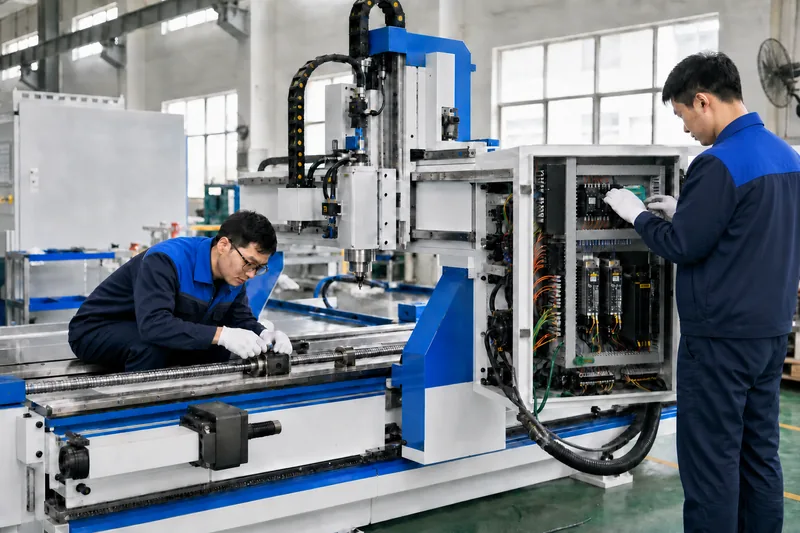 TechPro Chinese technicians assembling CNC mechanical and electrical systems