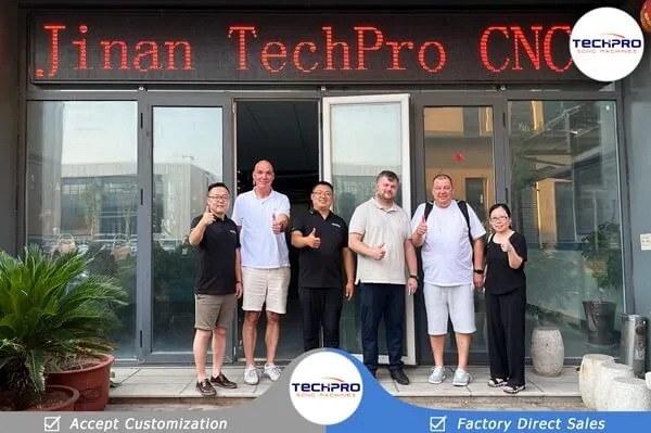German customers visiting the TechPro CNC machine factory