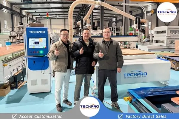 Greek customer visiting the TechPro CNC router factory