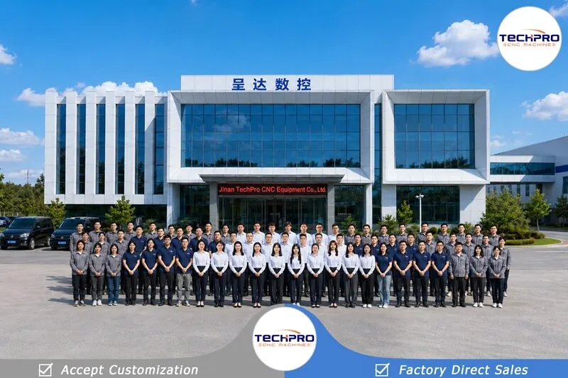 TechPro employees gathered for a group photo outside our CNC machine factory