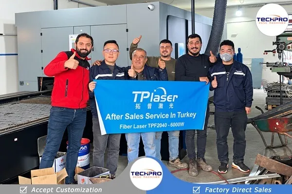 TechPro engineers with customers after fiber laser cutting machine service in Turkey