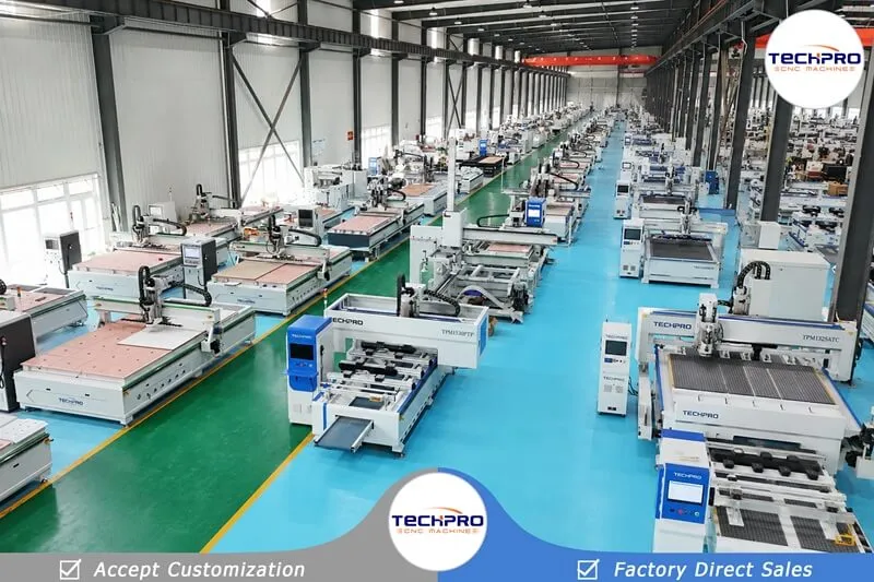 Woodworking CNC machines arranged across our TechPro production workshop